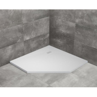 Brodzik pięciokątny lewy z obudową Radaway Doros PT E Compact 100x80cm biały