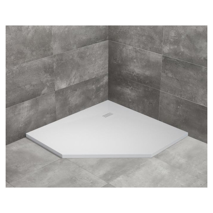 Brodzik pięciokątny lewy z obudową Radaway Doros PT E Compact 100x80cm biały