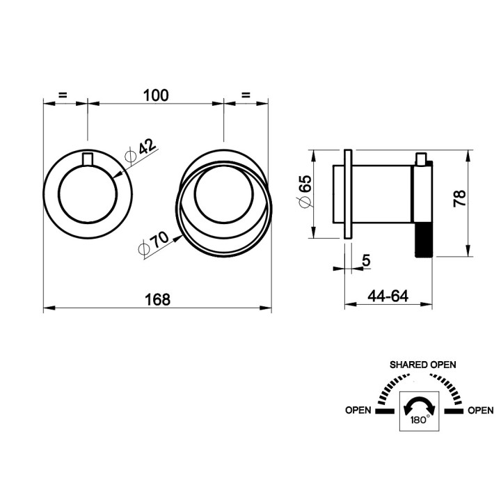 Bateria natryskowa Gessi Anello, podtynkowa, 2 wyjścia wody, chrom