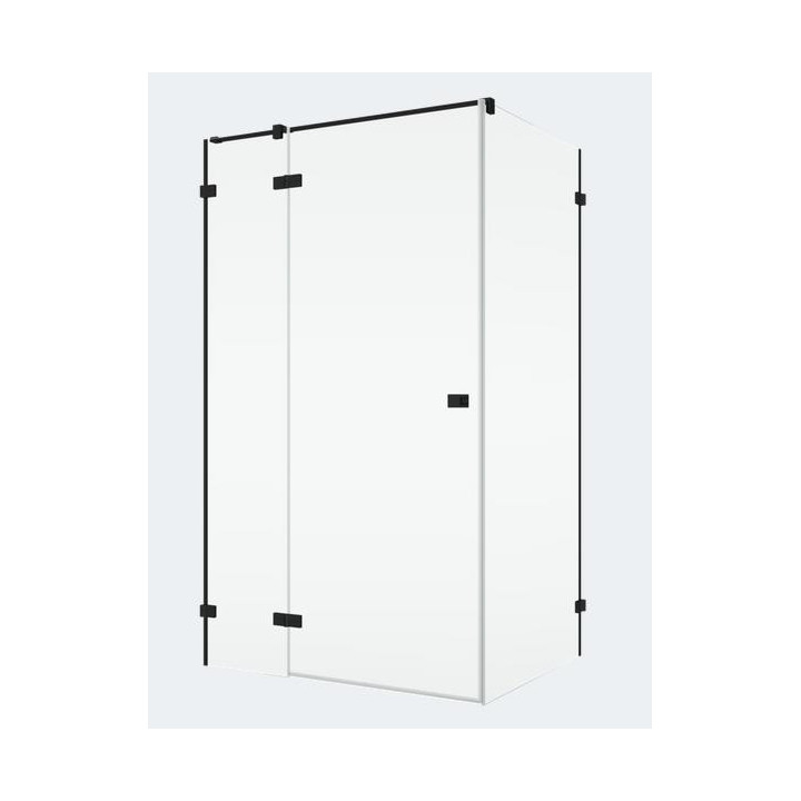 Drzwi jednoczęściowe SanSwiss Annea ze ścianką stałą 90x200 cm, wersja prawa, szkło przeźroczyste, profil połysk