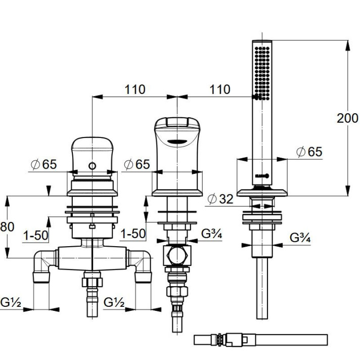Jednouchwytowa bateria wannowo - natryskowa DN 15- sanitbuy.pl