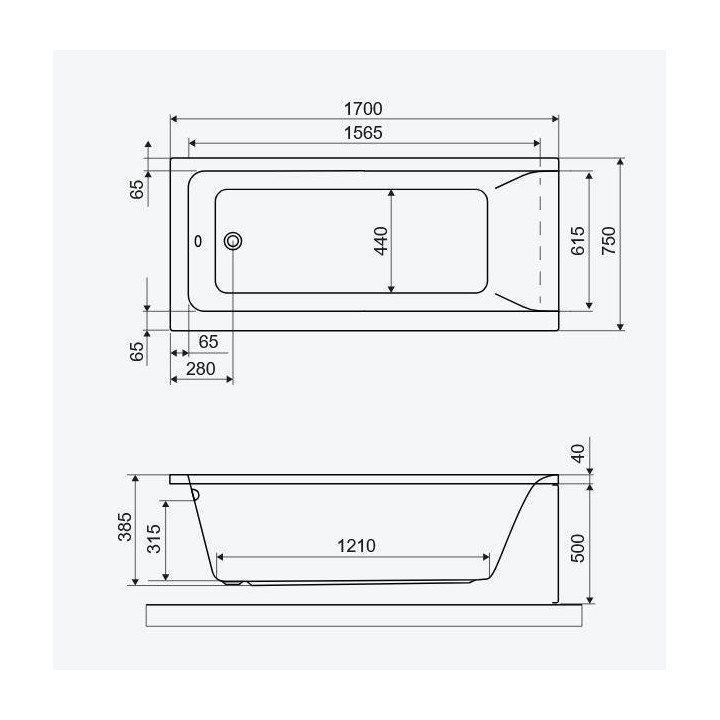 Wanna prostokątna Excellent Heaven Slim 170x75 cm akrylowa plus Flow biały