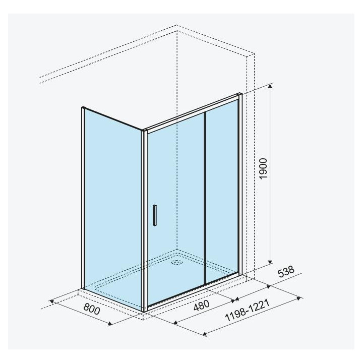 Ścianka Walk In Excellent Fabrika 120x200 cm, czarny