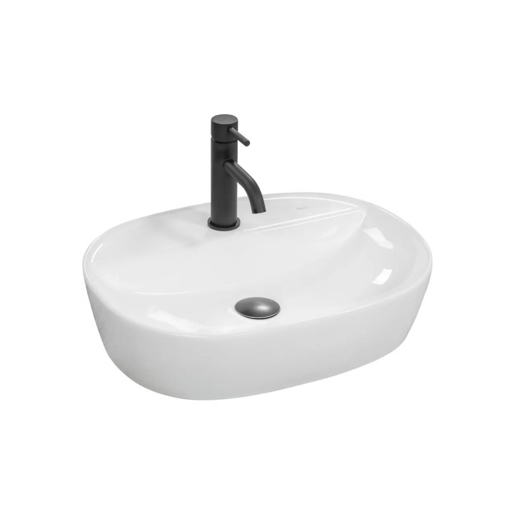 Umywalka Rea Carina, nablatowa 50x38,5x12 cm, z otworem na baterie - biała