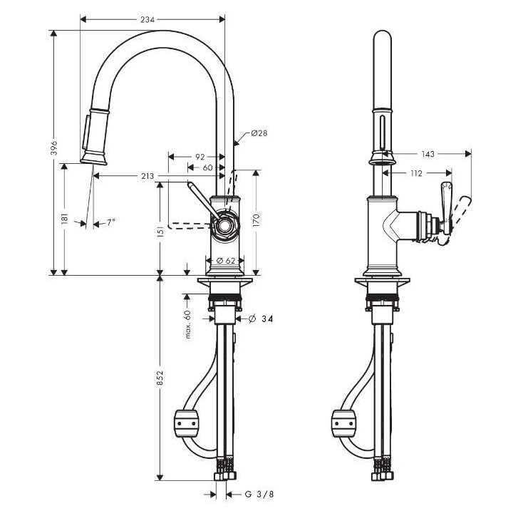 Jednouchwytowa bateria kuchenna 160, metalowa wyciągana wylewka, 2jet, sBox, Hansgrohe Zesis M33 - Czarny Matowy