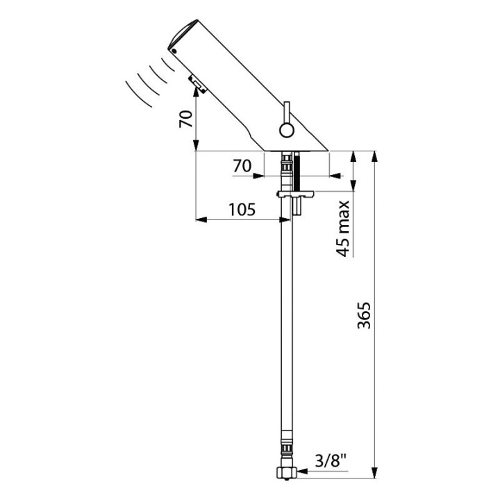 Bateria czasowa Delabie TEMPOMIX 3, delikatne uruchamianie, chrom