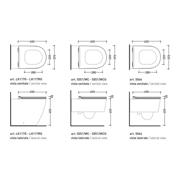 Miska wc Flaminia Link 56x36 cm wisząca, bez kołnierza - biała