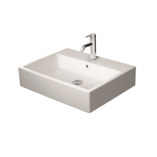 Umywalka stawiana na blat Duravit Vero biała, 59,5 x 46,5 cm, biała, otwór na baterię, szlifowana, tył glazurowany