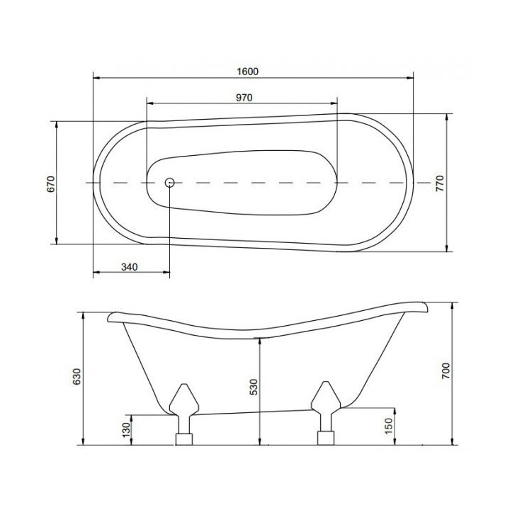 Wanna wolnostojąca owalna Besco Otylia 160x77cm Retro + nogi chrom- sanitbuy.pl