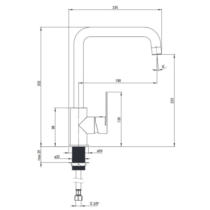 Bateria kuchenna z wyciąganą wylewką - 2 rodzaje strumienia, Deante Lukrecja - Chrom  