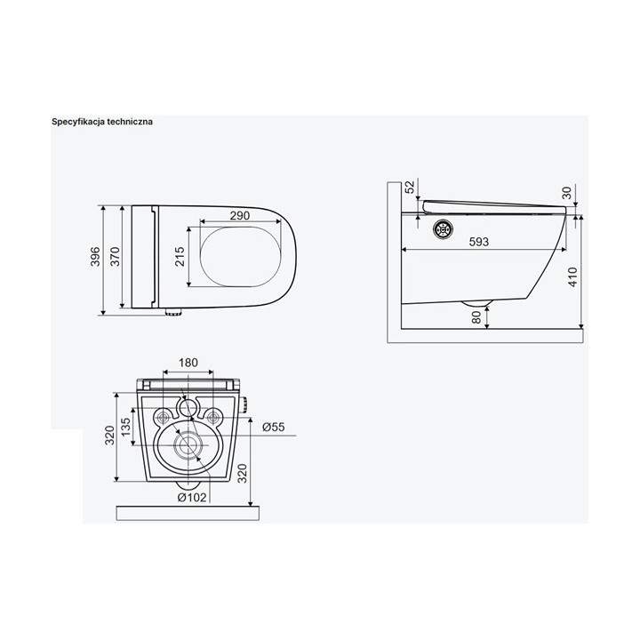 Miska wisząca WC Excellent Joker, 47x36mm, bezrantowa, deska wolnoopadająca, biała