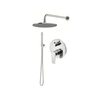 Zestaw natryskowy Vema Tiber Steel, podtynkowy, 2 wyjścia wody, deszczownica 25cm, stal nierdzewna inox