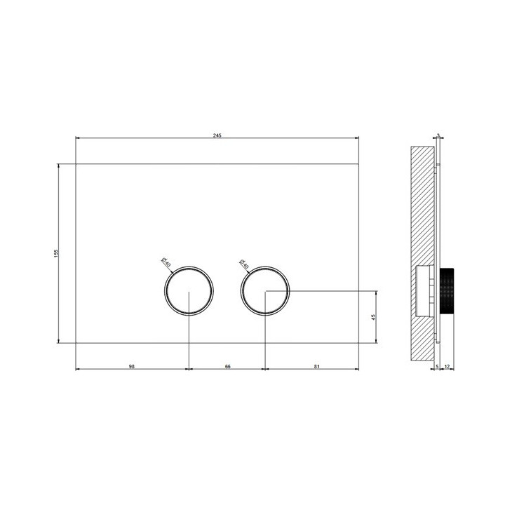 Przycisk spłukujący Gessi, dla stelaży Sigma 8 i 12 - Black Metal Brushed PVD