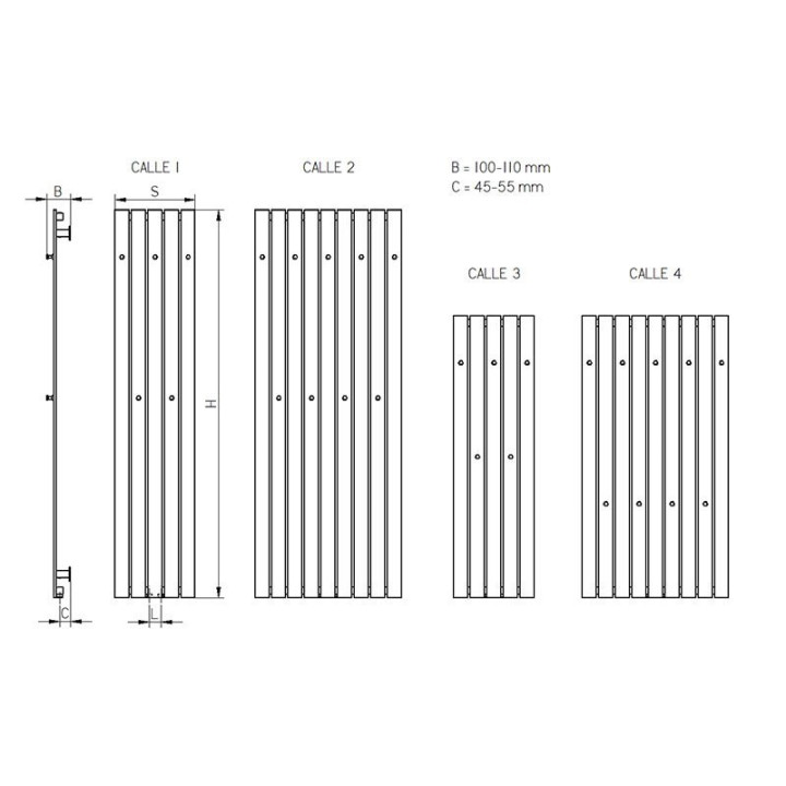 Grzejnik Radeco Tubo 2 162x46 cm - biały/ kolor