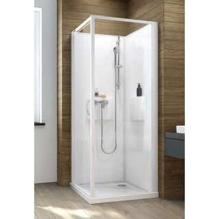 Kabina czterościenna Sanplast Basic Complete, 90 cm kompletna, szkło przejrzyste, profil biały