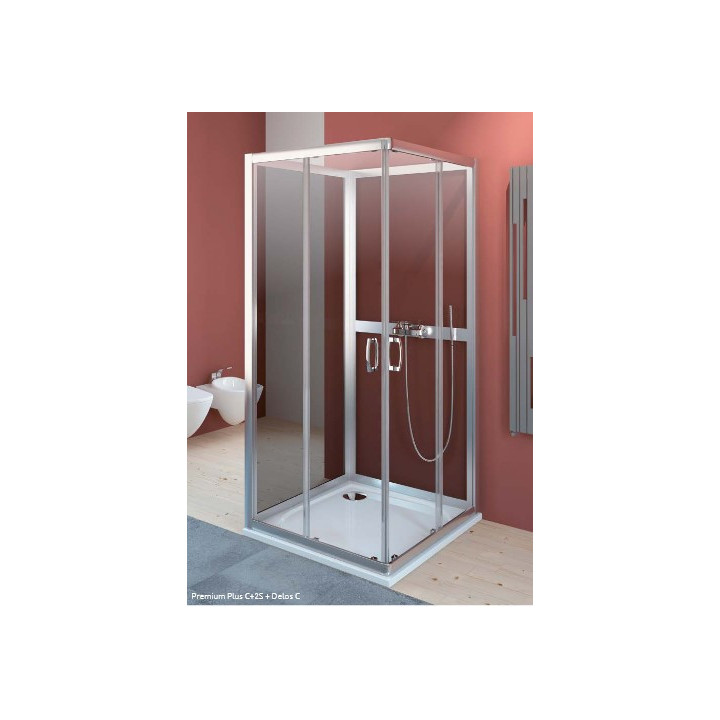 Kabina czterościenna Radaway Premium Plus 2S, 90x90 cm, szkło przejrzyste/grafit