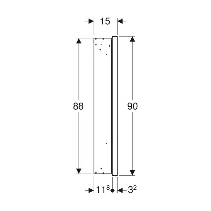Szafka z lustrem Geberit One z ComfortLight i jednymi drzwiami, montaż natynkowy, wysokość 90 cm - kolor biały, powierzchnia alu