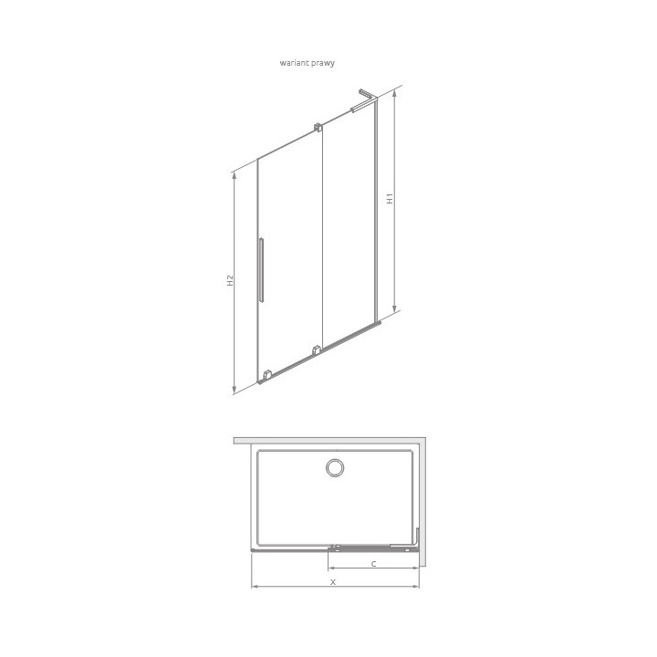 Kabina prysznicowa Radaway Furo-SL Walk-in 1200x2000mm, wersja prawa, profil czarny