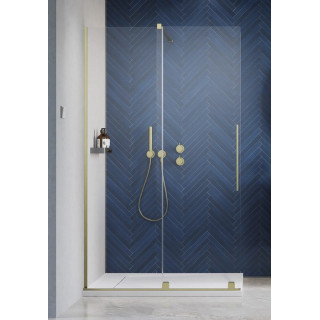 Kabina prysznicowa Radaway Furo Brushed Gold Walk-in 1200x2000 mm, ze stabilizatorem poprzecznym, wersja prawa - szkło przejrzys
