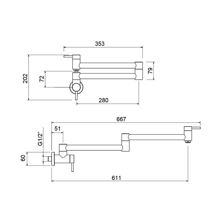 Bateria kuchenna Blue Water Corsa podokienna, z wyciąganą wylewką - inox czarna stal
