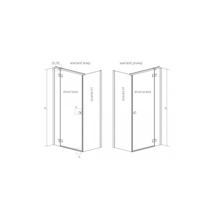 Ścianka boczna S1 70 Radaway Essenza New Black KDJ 66.7-68.2-200cm, profil czarny, szkło przejrzyste