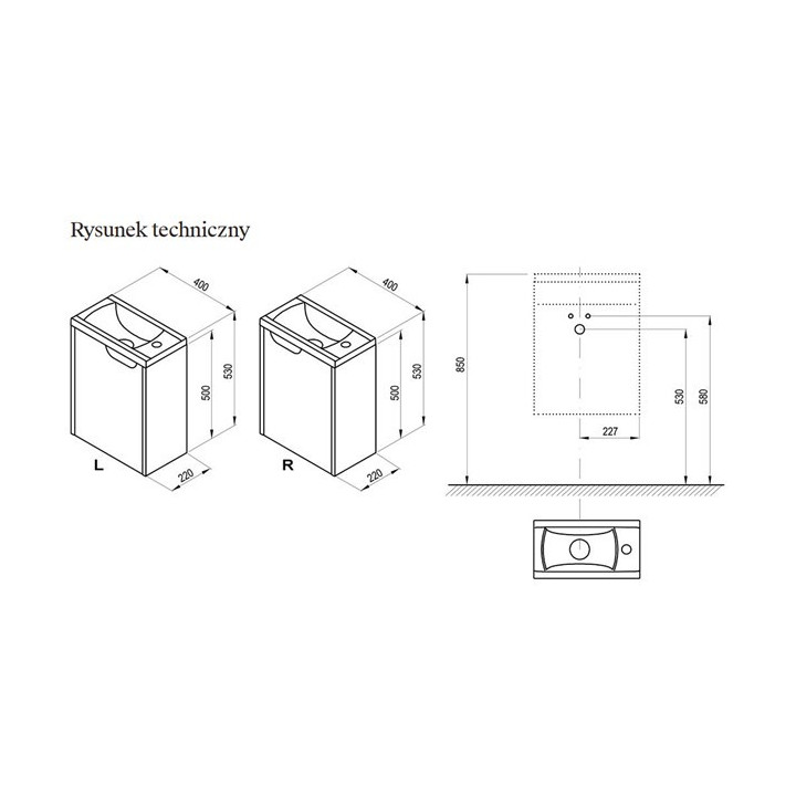 Szafka pod umywalkę Ravak SD Comfort 800, 80 x 46 cm, biała