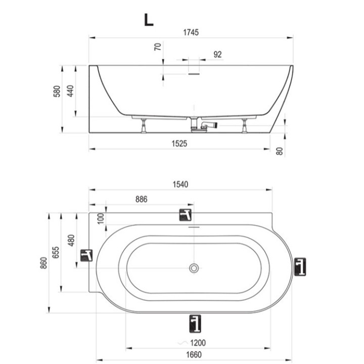 Panel Ravak Rosa 95 L 150