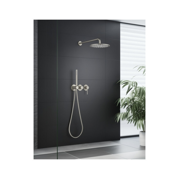 Zestaw prysznicowy Blue Water Boston podtynkowy z deszczownicą okrągłą 25 cm i prysznicem - nikiel