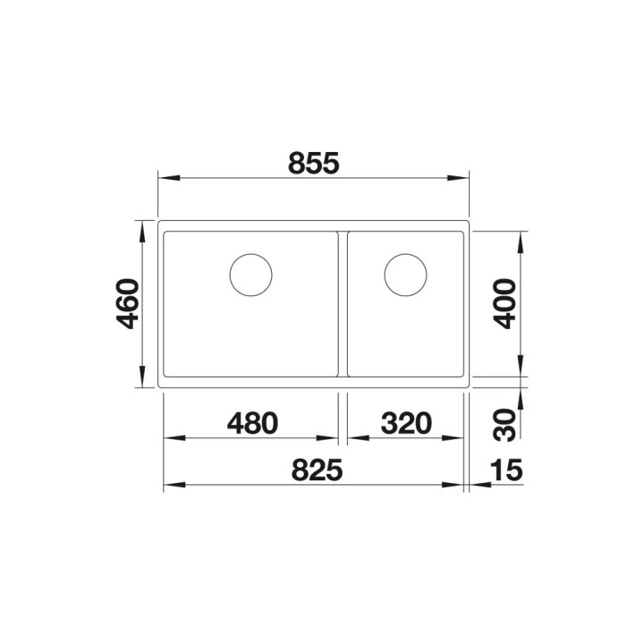 Zlewozmywak Blanco Subline 480/320-U Siligranit PuraDur 85,5x40cm 2 kom bez korka, tartufo