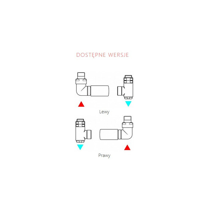 Zestaw Terma trójosiowy termostatyczny Integra Al In One, z możliwością montażu grzałki, wersja lewa - chrom
