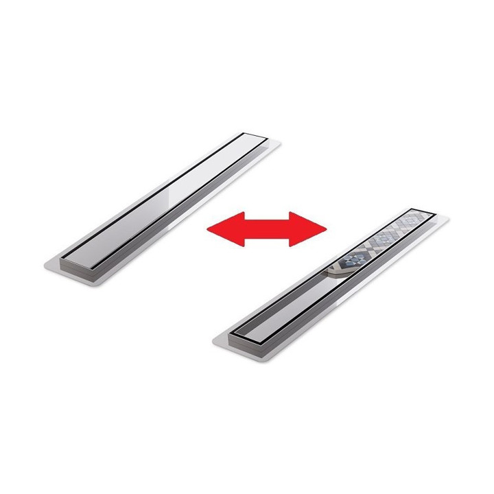 Odpływ liniowy, pełny zestaw,  Wiper New Premium, 600mm, wzór Ponente, wykończenie szlif