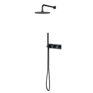 System prysznicowy Omnires Contour, podtynkowy, 2 wyjscia wody, deszczownica okrągła 250mm, słuchawka 1-funkcyjna, złoty szczotk