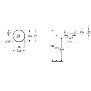Umywalka Villeroy&Boch Artis stawiana na blacie, śr. 43 cm, Weiss Alpin