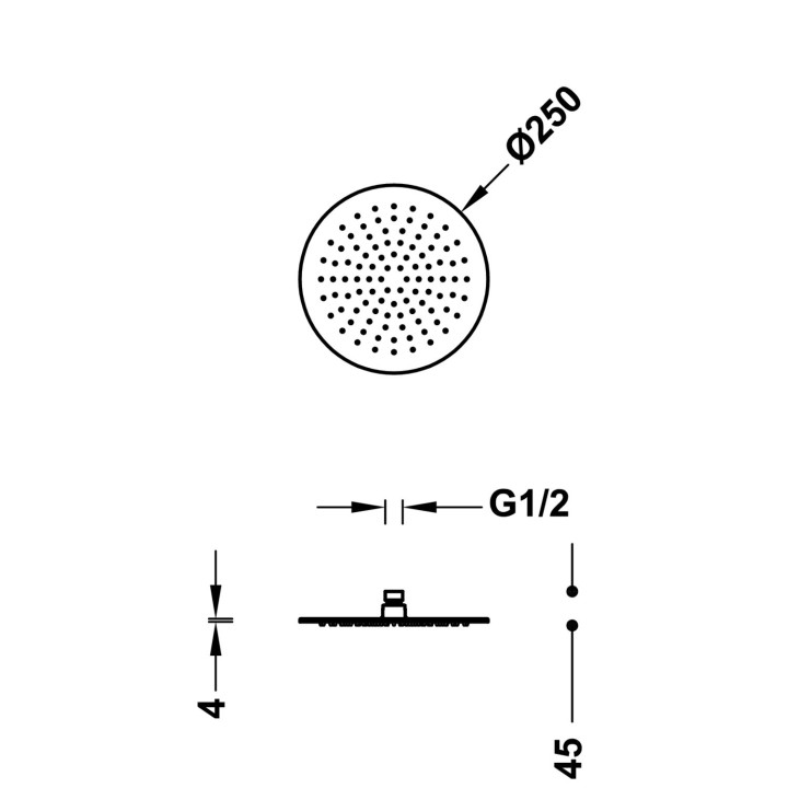 Deszczownica sufitowa Tres, okrągła, 300mm, biel matowa