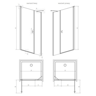 Drzwi prysznicowe Radaway Nes KDS II 120, lewe, 1200x2000mm, srebrny profil