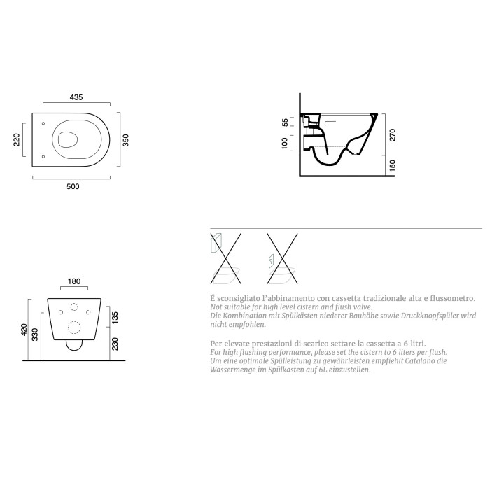 Miska Catalano Sfera NF wisząca, 35x50 cm, bezrantowa, biała + deska wolnoopadająca slim + mocowania