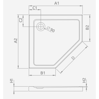 Brodzik prostokątny Radaway Doros F, 140x80cm, akrylowy, stone white
