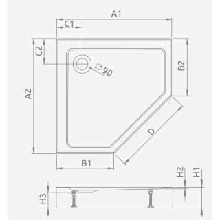 Brodzik prostokątny Radaway Doros F Compact, 140x80cm, akrylowy, stone biały