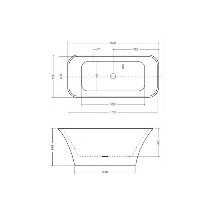 Wanna wolnostojąca Besco Keya B&W, 165x70cm, owalna, czarny/biały