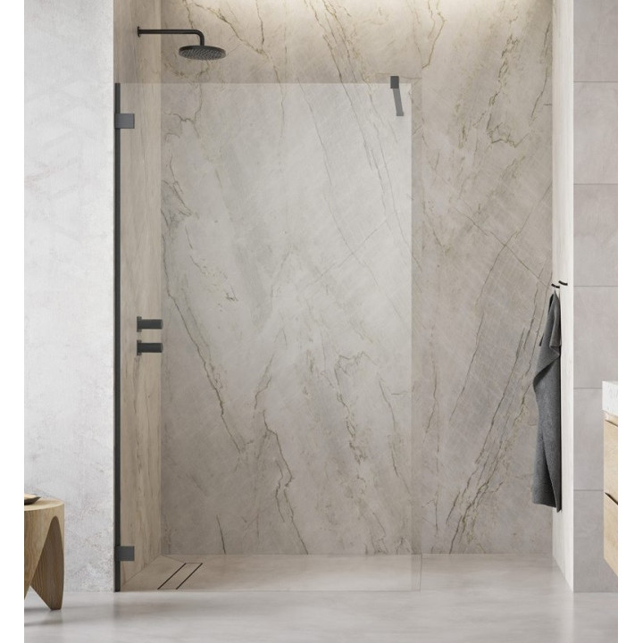 Drzwi przesuwne walk-in Radaway Furo, prawe, ze ścianką, 160x200cm, szkło przejrzyste, profil chrom