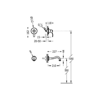 Umywalkowa bateria podtynkowa Tres Clasic, 2-otworowa, stal