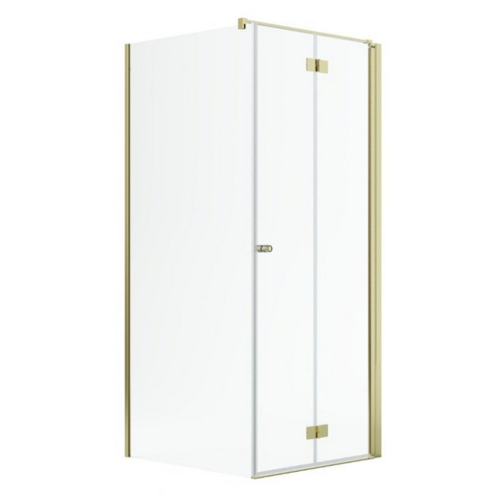 Drzwi prysznicowe Radaway Nes Gold KDJ B 100, składane, lewe, 1000x2000mm - szkło przejrzyste, profil złoty połysk