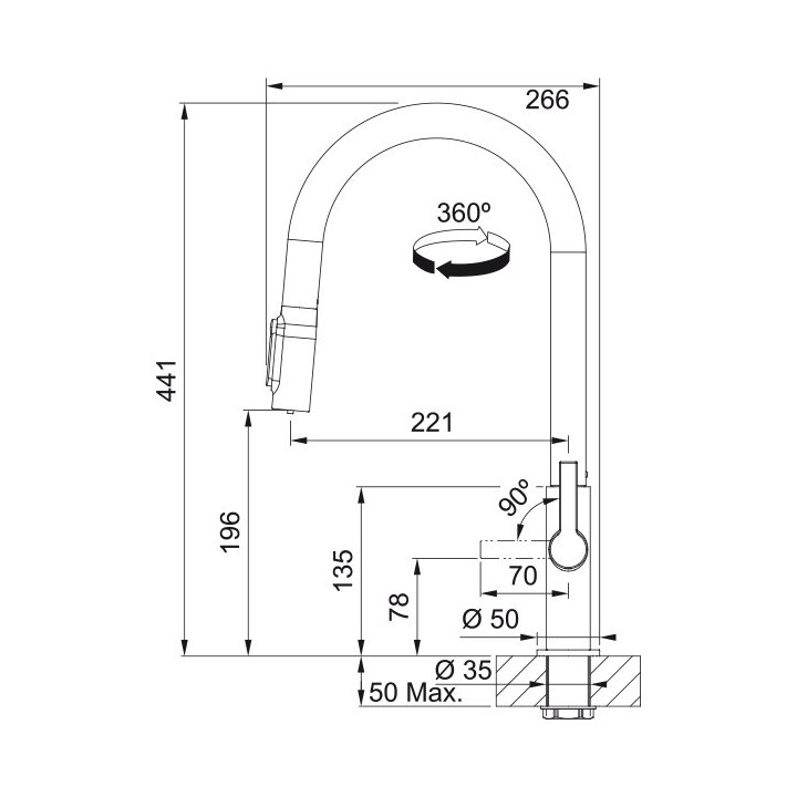 Bateria kuchenna z wyciąganą wylewką Franke Eos Neo pull-out spray - antracyt