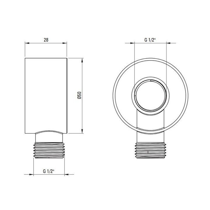 Przyłącze kątowe okrągłe , Deante CASCADA, titanium