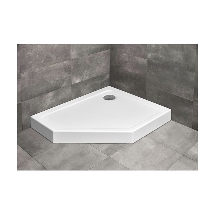 Brodzik pięciokątny Radaway Doros PT E Compact, 90x80 cm, lewy, akrylowy - biały