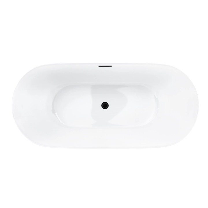 Wanna wolnostojąca Corsan Olvena 170 cm z wykończeniem czarnym - biała