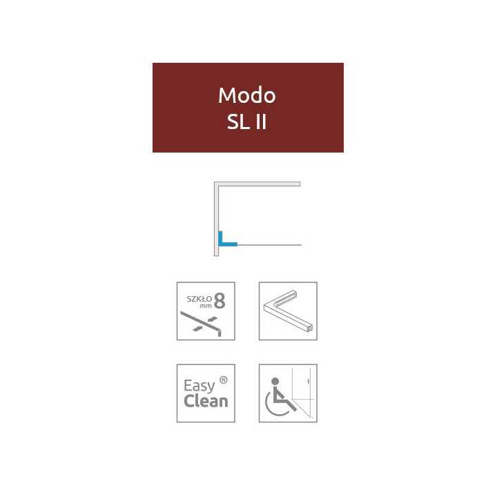 Parawan nawannowy Radaway Modo SL Black PNJ II 70 prawy, szkło przejrzyste, profil czarny
