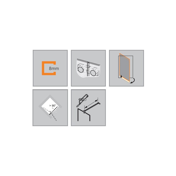 Kabina prysznicowa 4-kąt bezramowa Huppe SolvaPro, drzwi skrzydłowe ze stałym segmentem i ścianką boczną, mocowanie prawe, 700-1