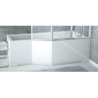 PYTAJ O RABAT ! Wanna asymetryczna lewa Besco Integra 150x75cm + parawan 3-skrzydłowy, biała