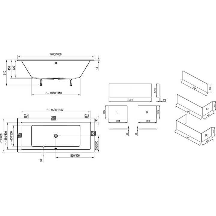 Wanna prostokątna Ravak Formy 01 180x80 cm biała